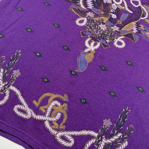 Vintage Western Cowgirl Boots Cactus Horseshoe Purple Shirt Fits like XL - Picture 3 of 8